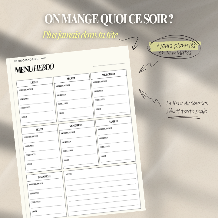 Recharge Menu hebdomadaire