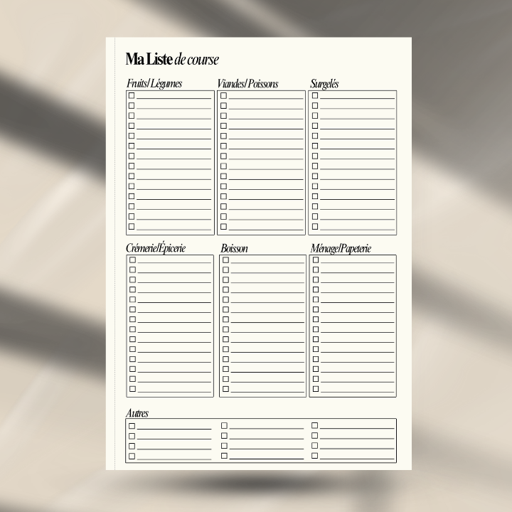 Recharge Liste de courses
