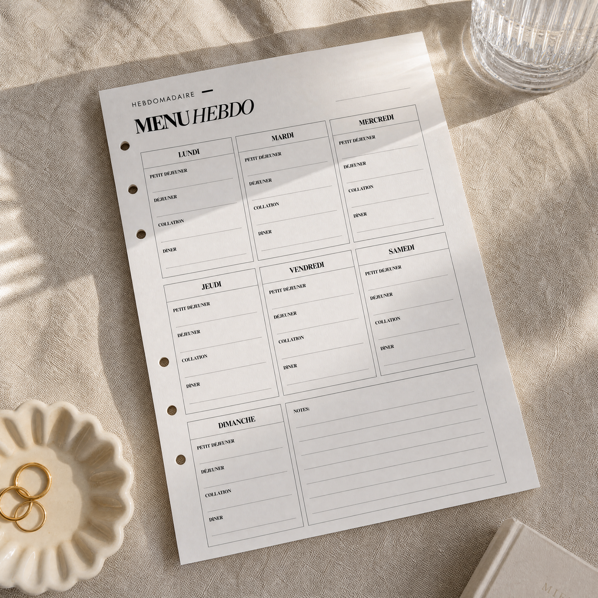 Recharge Menu hebdomadaire